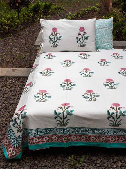 With Two Pillow Covers - Cotton Double Bed Sheet Set