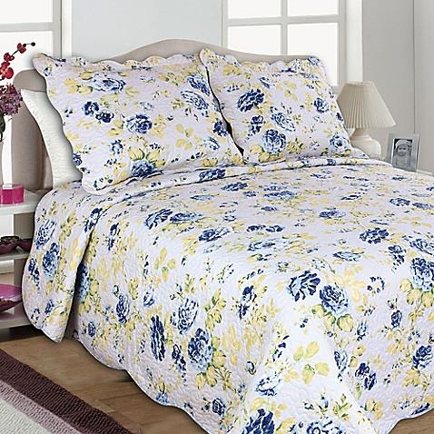 Print In Shades Blue - Shams Coordinate With Top Bed