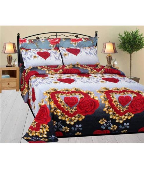 Poly Cotton Double Bedsheet With - 3d Printed Single Bedsheet