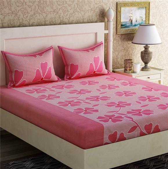 Beautiful Floral Prints - Cotton Floral Double Bedsheet