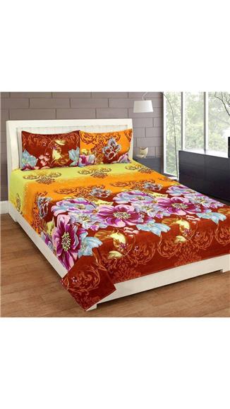 With Two Pillow - King Size Bed Sheet