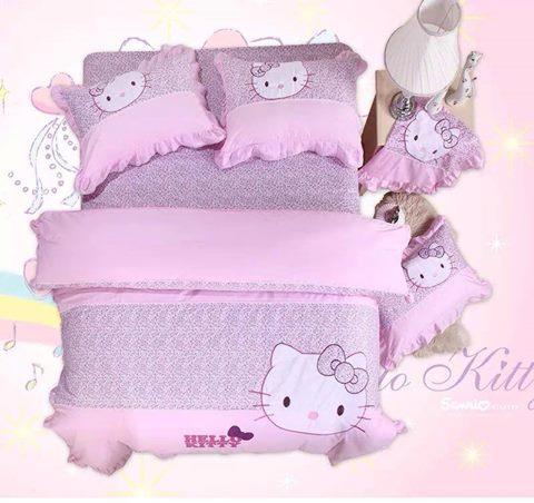 Hello Kitty Bed Sheet - Queen Size Bed Sheet