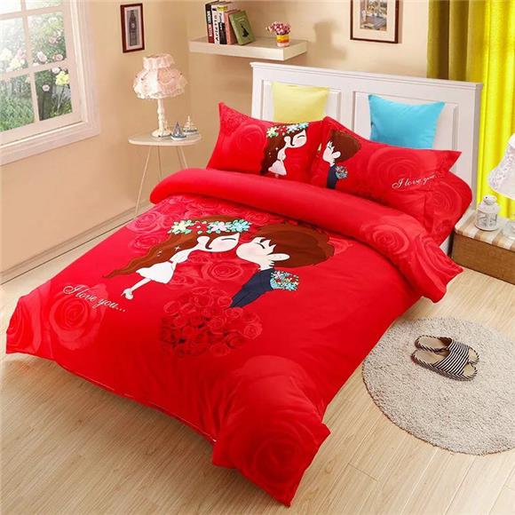 red colour bed sheet