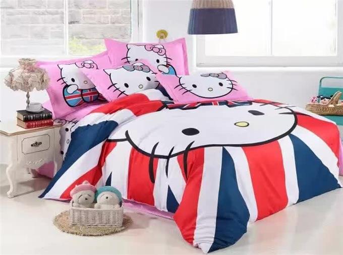 Hello Kitty Bed Sheet - Bedding Bed Sheet Queen King