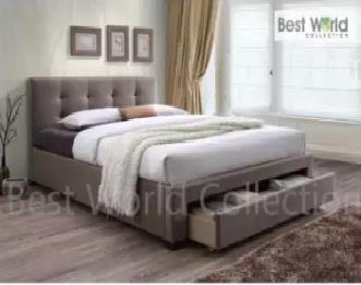 Oak - Fabric Queen Bed Frame With