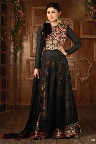 Black Color Party Wear - Decorated With Fancy Embroidery Work