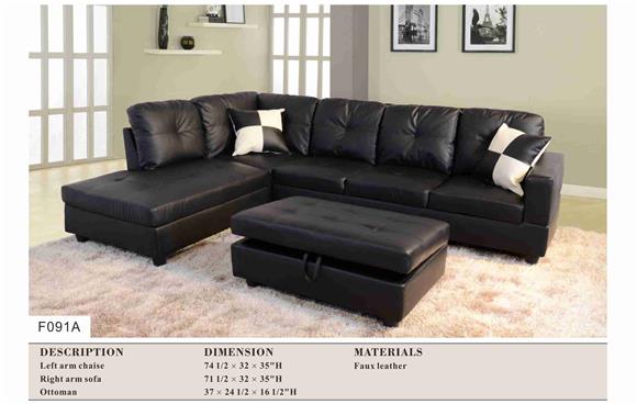 Black Leather Sectional Sofa - Professional Shipping Company Delivery Home