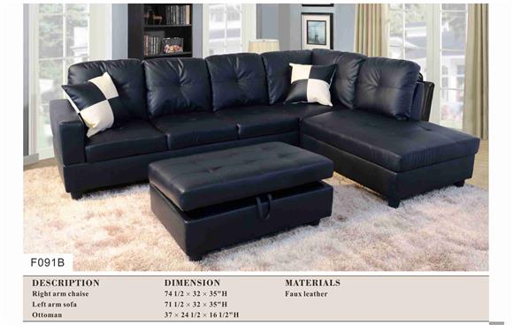 Black Leather Sectional Sofa Set - Professional Shipping Company Delivery Home