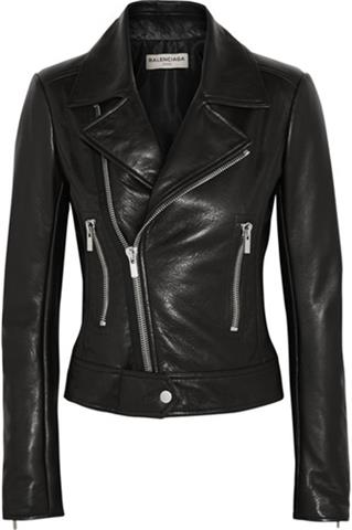 Leather Biker Jacket - Zip Fastening Through Front