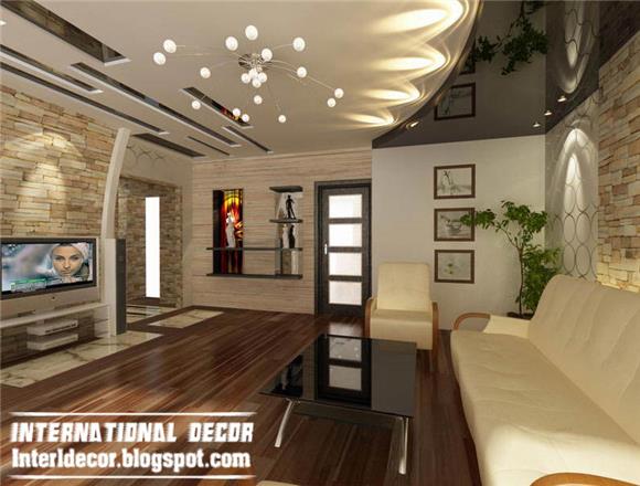 Ceiling Modern Living Room - Gypsum False Ceiling Designs