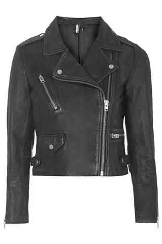 Washed Look - Leather Biker Jacket