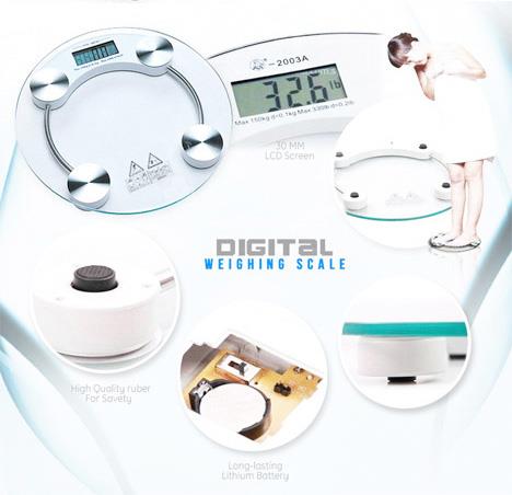 Saves Floor Space - Digital Lcd Tempered Glass Weighing