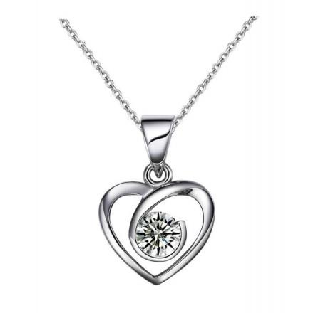 Round Cz - Sterling Silver Necklace