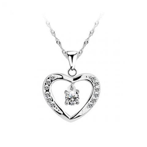 Length 45cm - Sterling Silver Heart