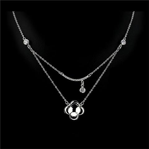 Cubic Zirconia Pendant - Sterling Silver With Rhodium