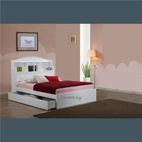 Space Underneath - White Colored Wooden Bed Frame