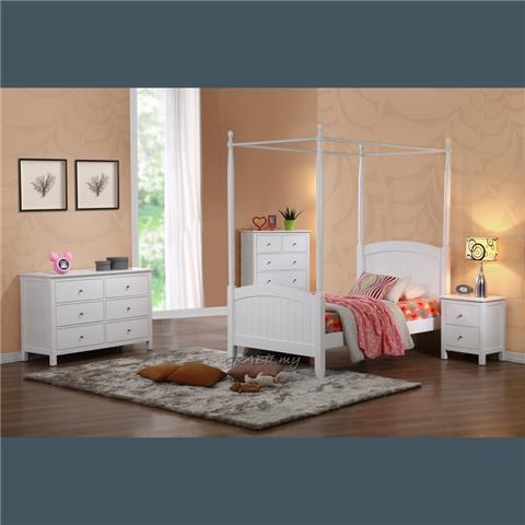In Super Single - White Colored Wooden Bed Frame