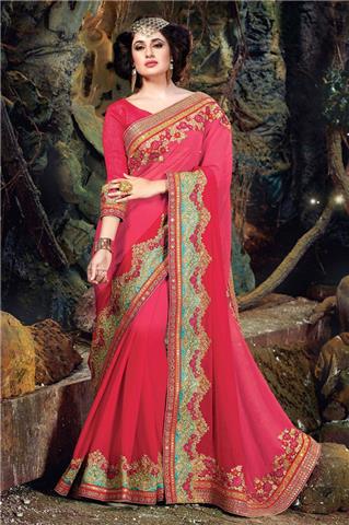 Georgette - Gorgeous Embroidered Party Wear Saree